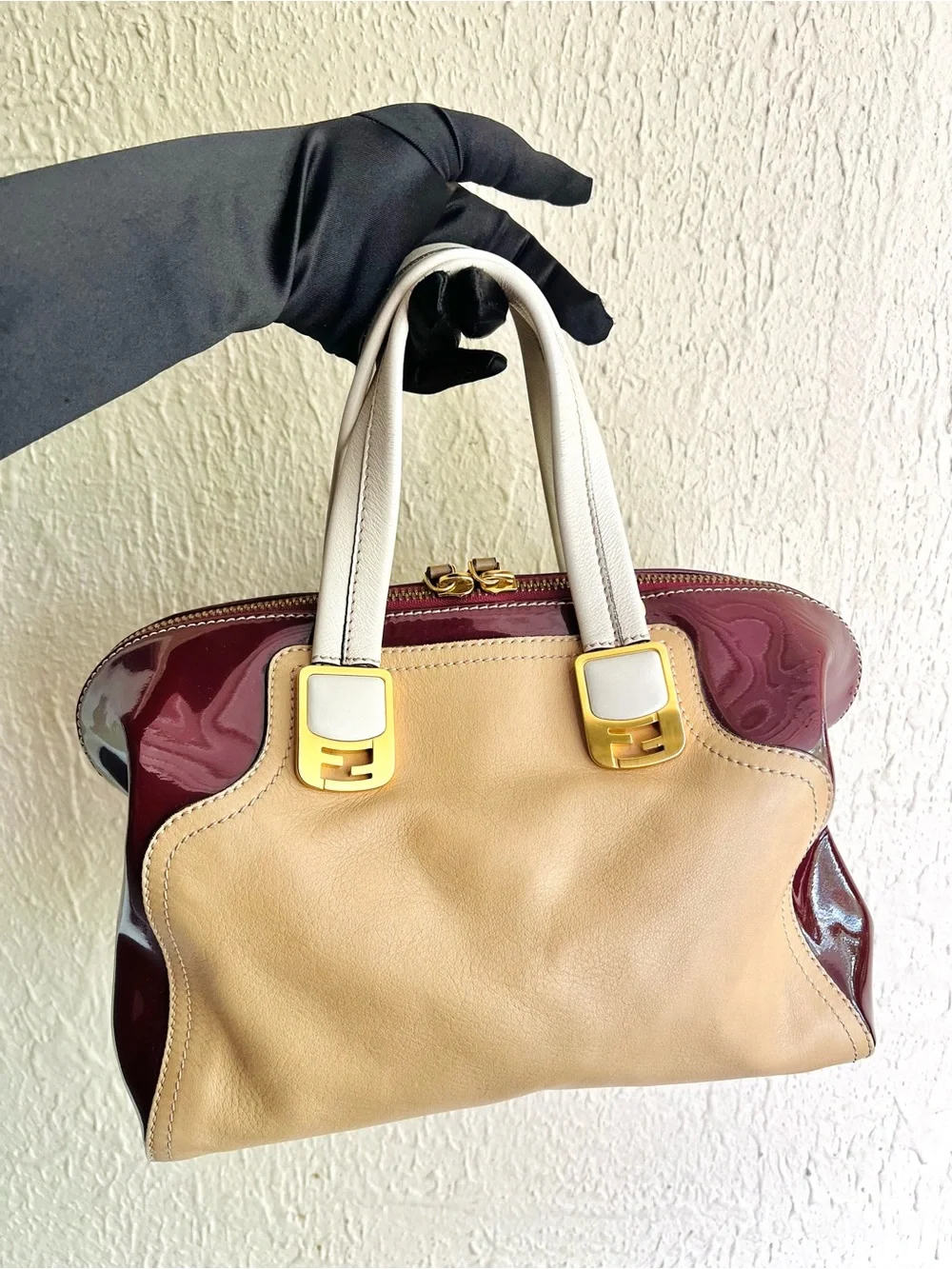 Fendi beige satchel leather
